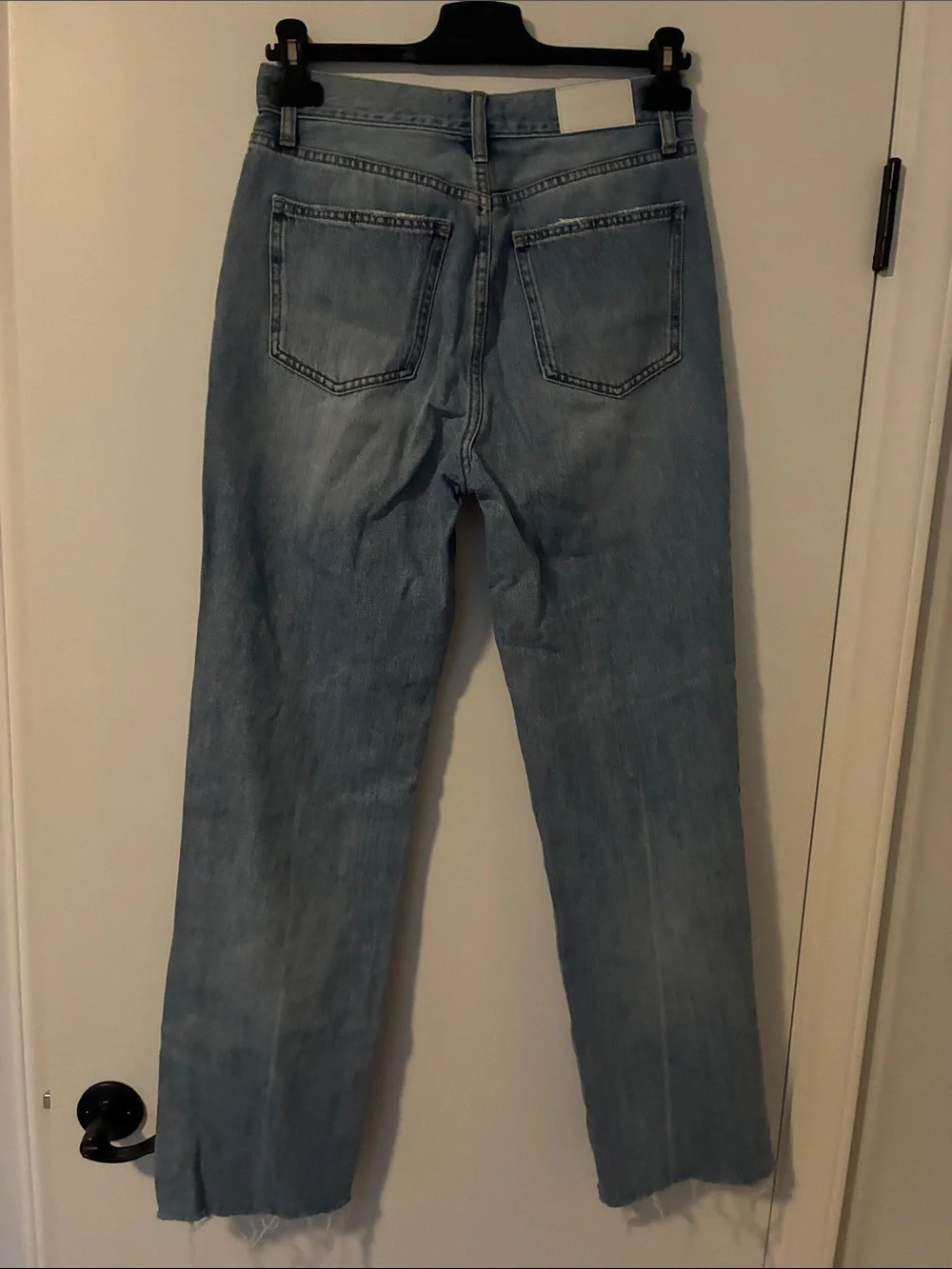 Pistola Cassie Raw Hem Light Wash Straight Leg Jeans